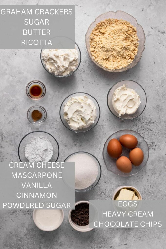 Cannoli Cheesecake ingredients