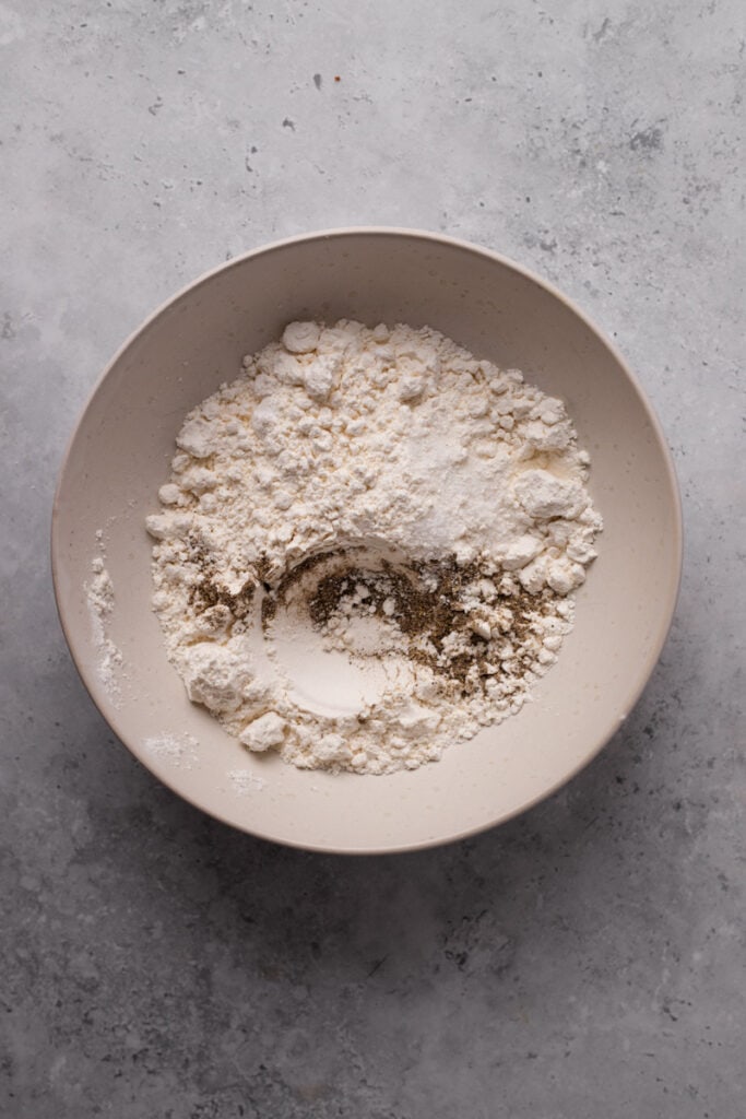 Restaurant Style Gluten Free Fish and Chips dry ingredients in a bowl