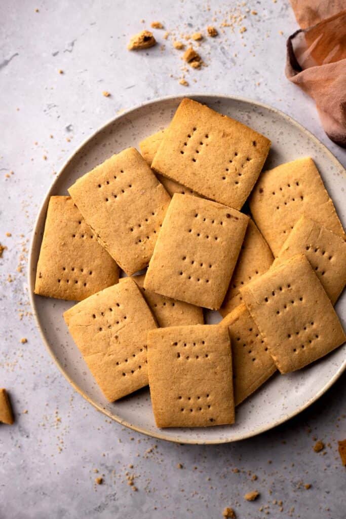 Gluten Free Graham Crackers on a plate