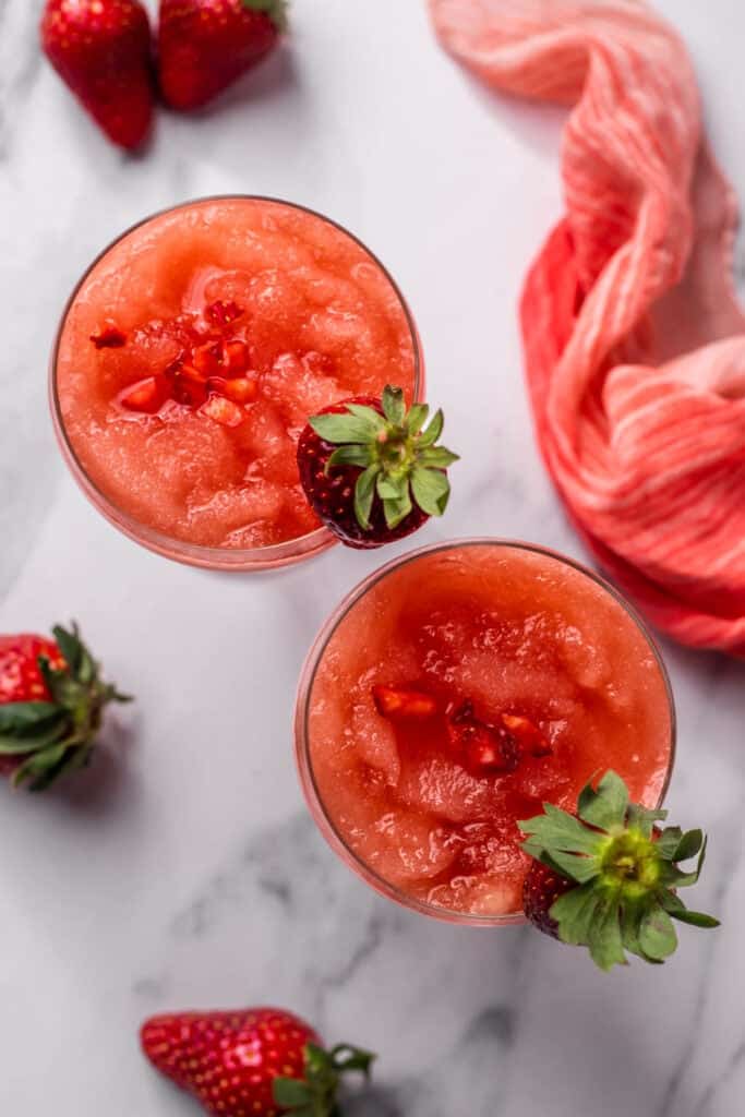 Frosé (Frozen Rosé Recipe) in two glasses