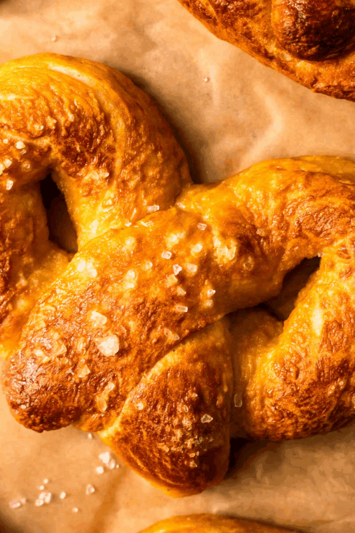 Gluten Free Soft Pretzels on parchment paper square image