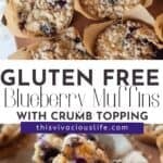Fluffy 25-Minute Gluten Free Blueberry Muffins (with Crumble Topping)pin for Pinterest