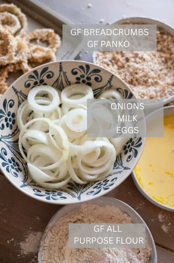 Extra Crispy Gluten Free Onion Rings (with a Secret Ingredient) Ingredients with names over the picture