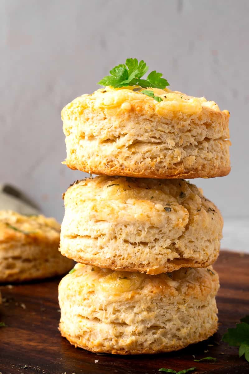 stack of two gluten free cheddar biscuits like Red Lobster makes