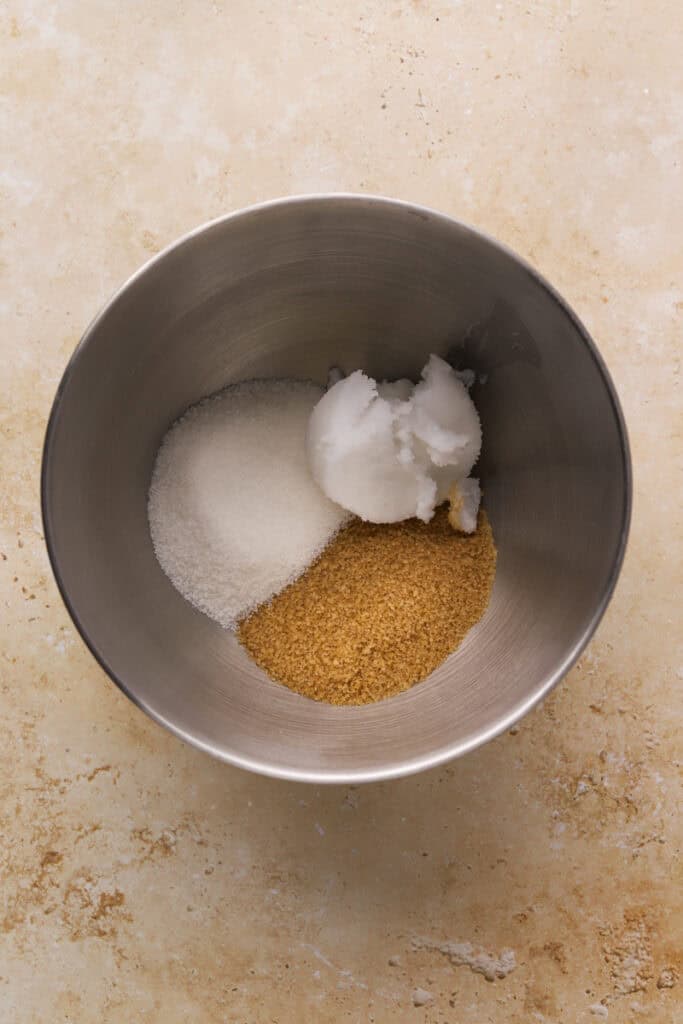 Gluten free banana bread ingredients in a bowl
