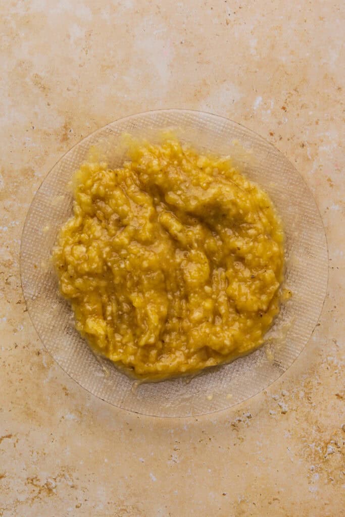 Gluten free banana bread ingredients in a bowl