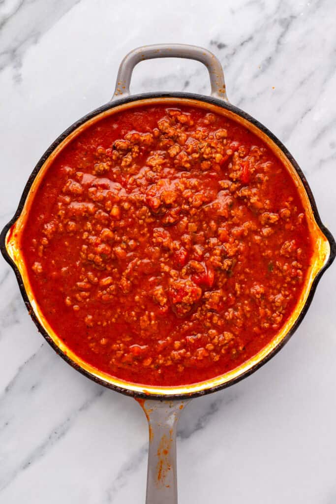 Homemade Gluten Free Lasagna sauce being prepared