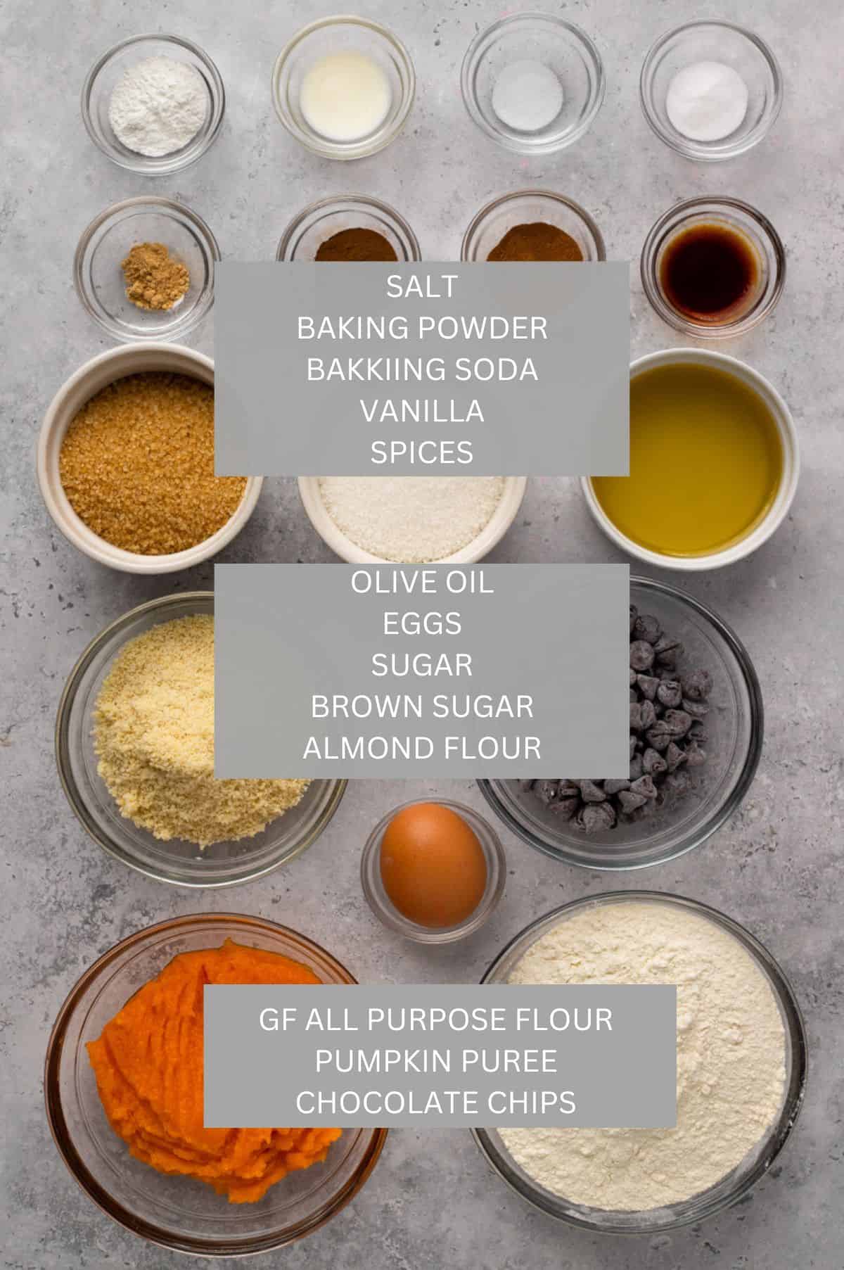 20-Minute Soft Gluten Free Pumpkin Cookies with Chocolate Chips ingredients