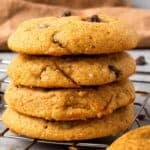 20-Minute Soft Gluten Free Pumpkin Cookies with Chocolate Chips stacked