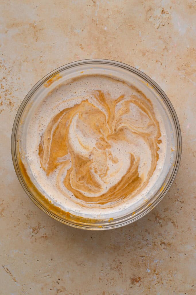 Grandma's Gluten Free Pumpkin Pie filling in a bowl