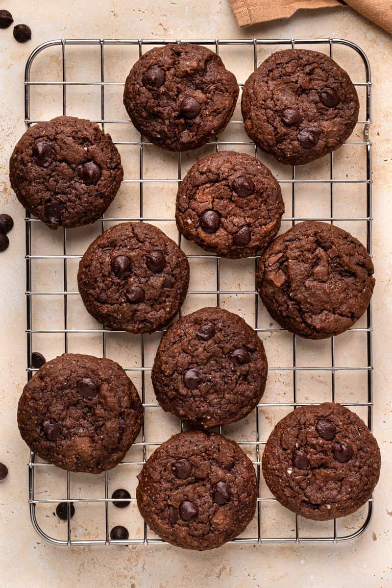 Rich Gluten Free Chocolate Cookie Recipe on a wire rack