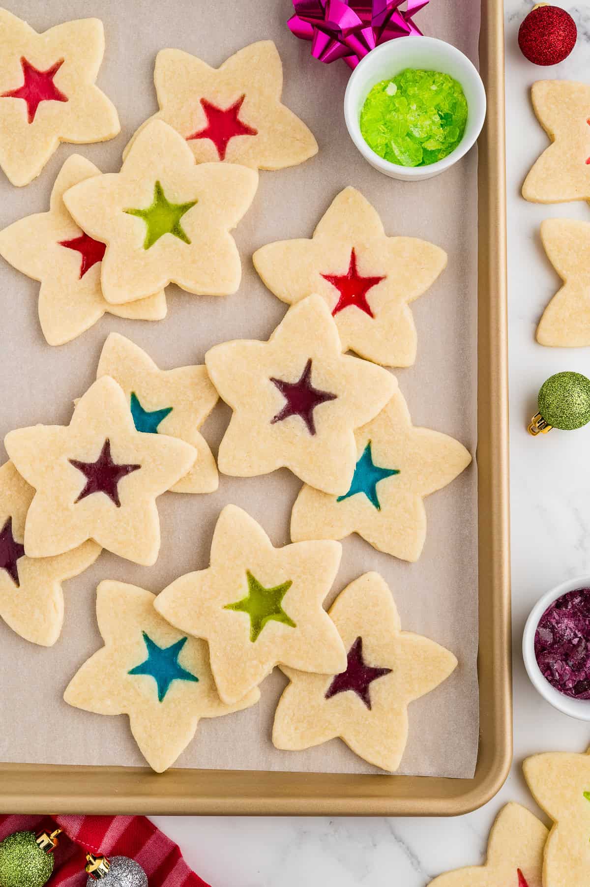 Gluten Free Stained Glass Cookies on a tray