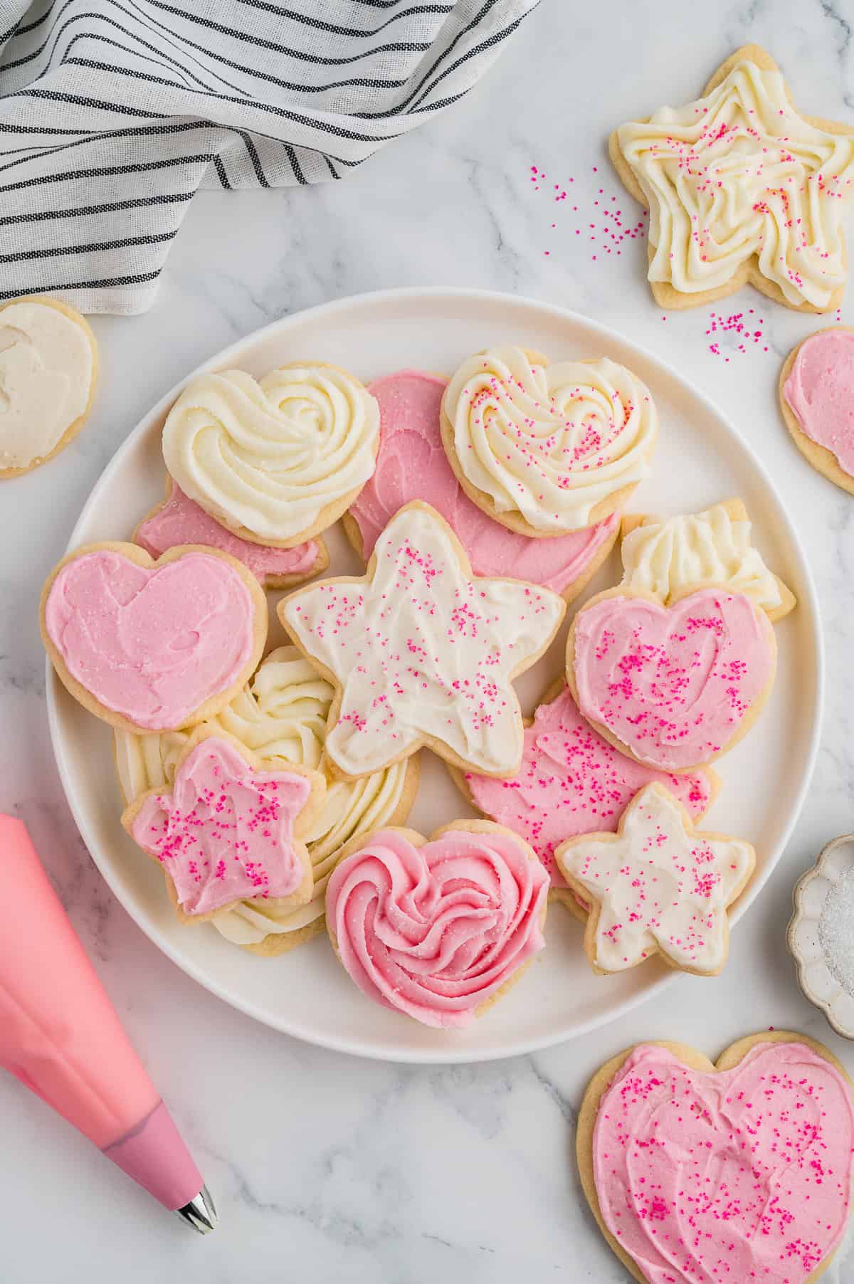Soft Gluten Free Sugar Cookies baked and frosted