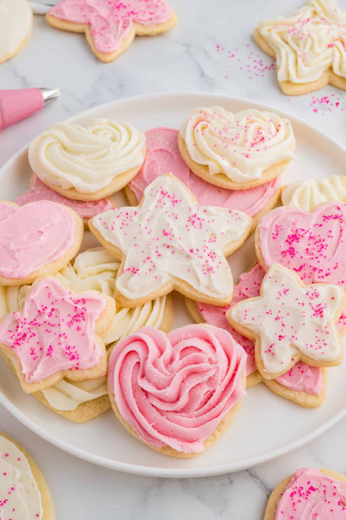 Soft Gluten Free Sugar Cookies baked and frosted