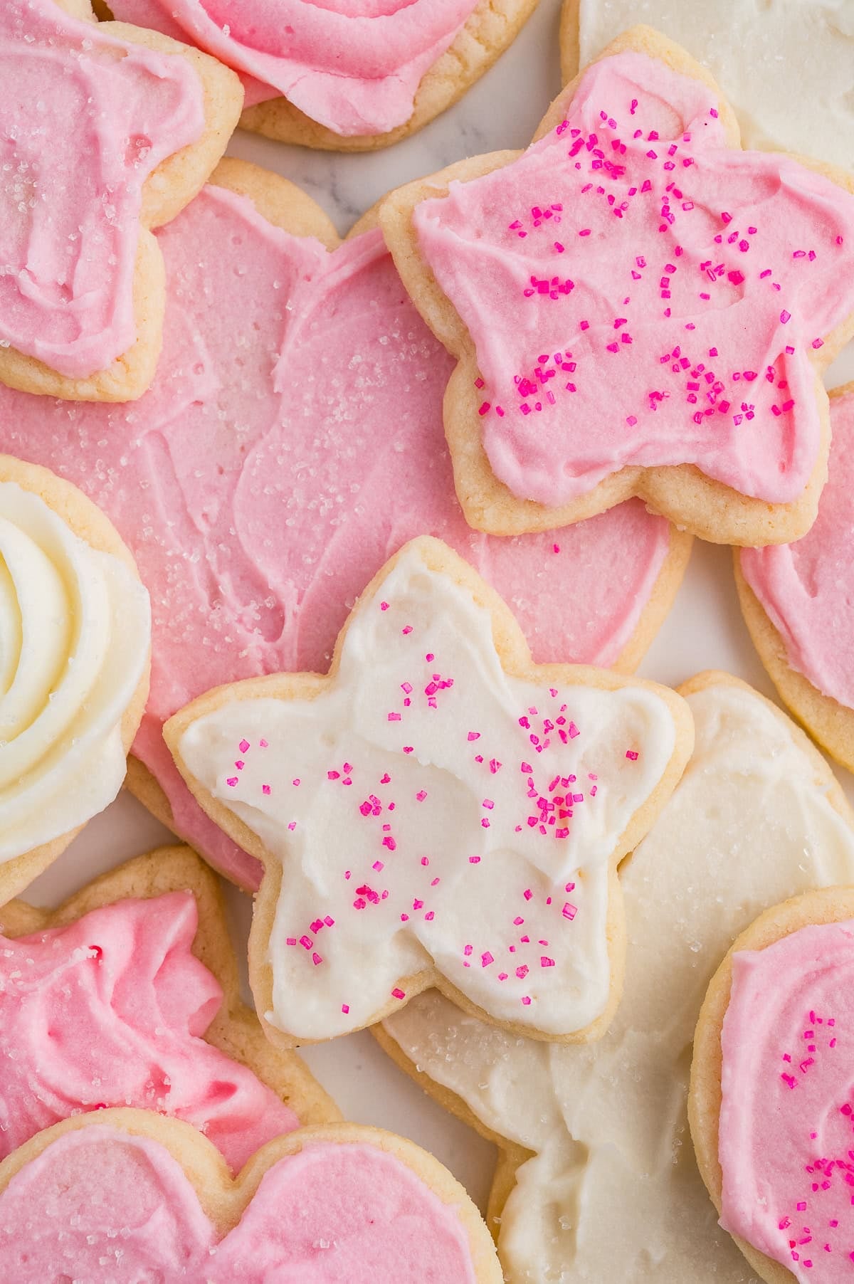 Soft Gluten Free Sugar Cookies baked and frosted