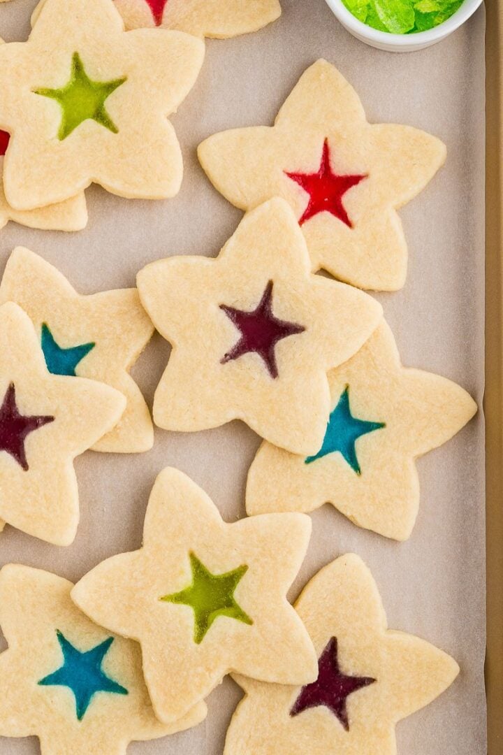 Gluten Free Stained Glass Cookies on a tray