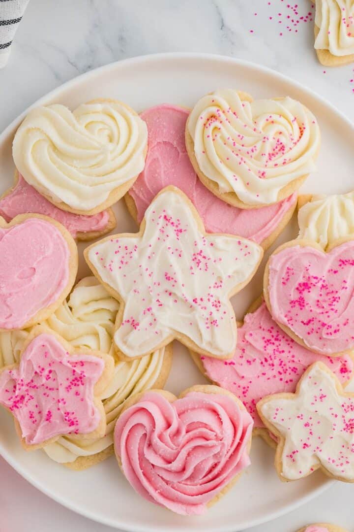 Soft gluten free sugar cookies on a plate